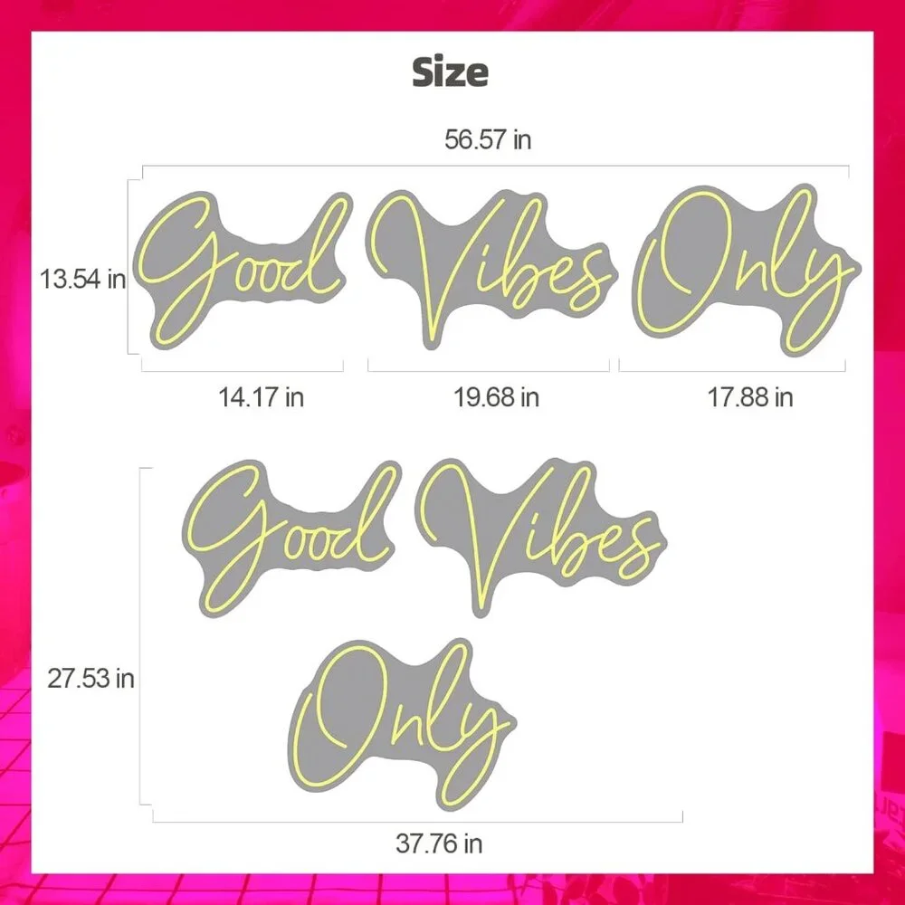 Large Good Vibes Only Neon Sign Wall Decorations Big Neon Lights for Bedroom